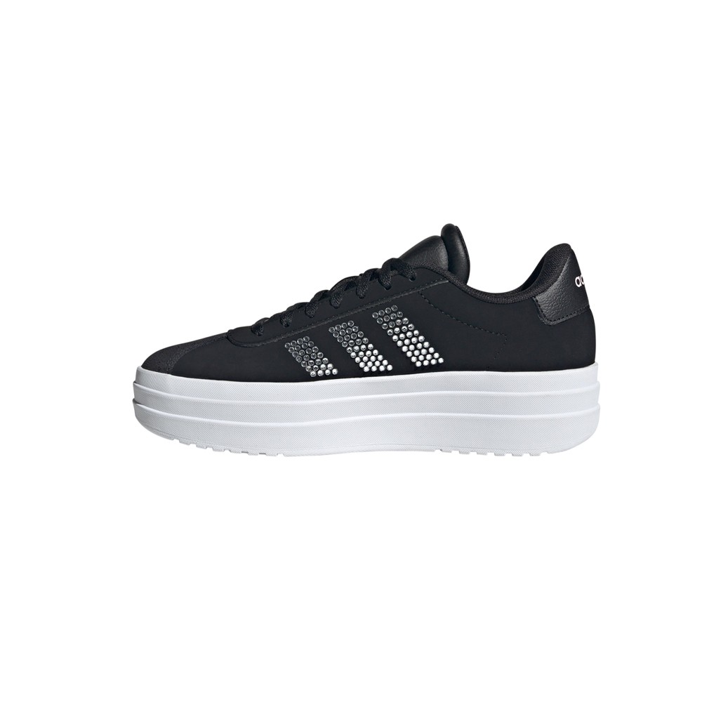adidas Vl Court Bold Lace Up Youth Girls Black, White Sneakers Casual Shoes IH0