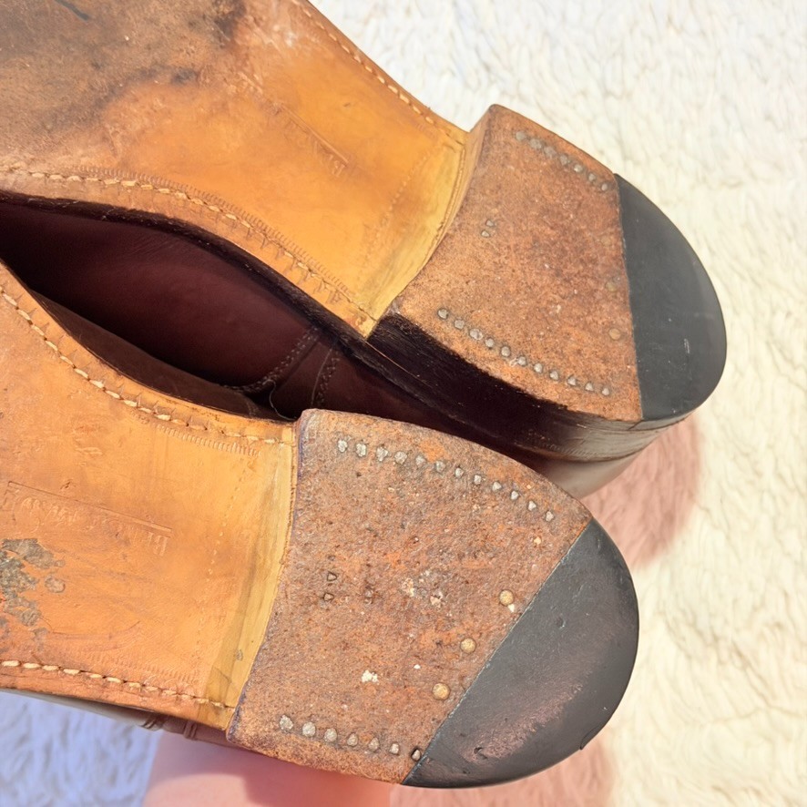 Cole Haan Made In England Bench Made Brown Leather Cap Toe Oxford Shoes 9 D