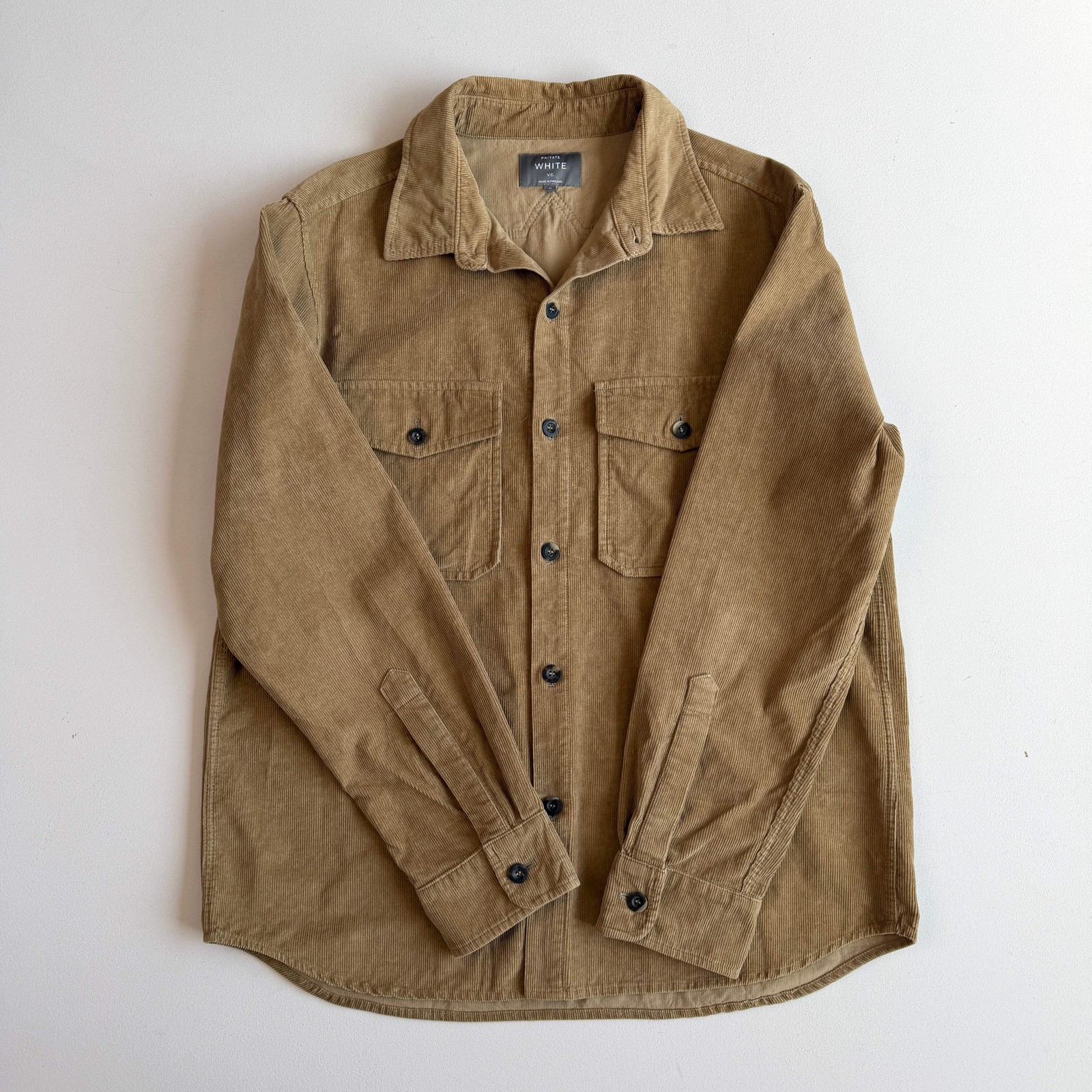 MINT! Private White V.C. (5 / L) Peanut Brown Corduroy Button Overshirt
