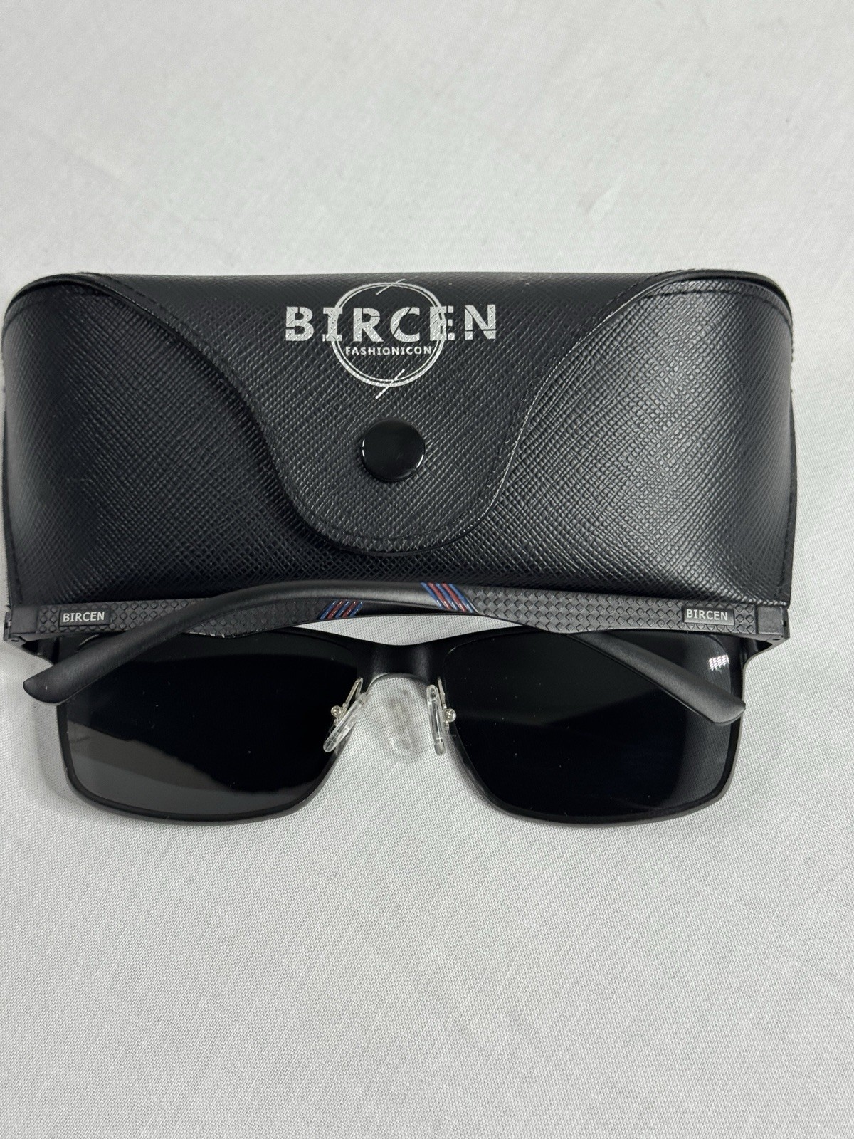 BIRCEN Rectangle Sunglasses Men’s Full Rim Black Plastic Frame/Lens 2684 55
