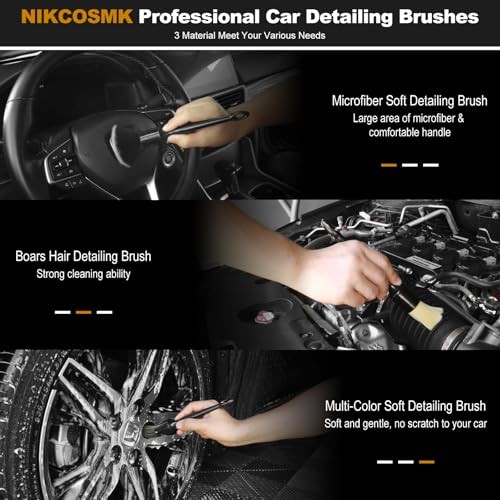 10PCS Car Cleaning Kit, Car Detailing Kit Interior Cleaner, Long Bristle Horse