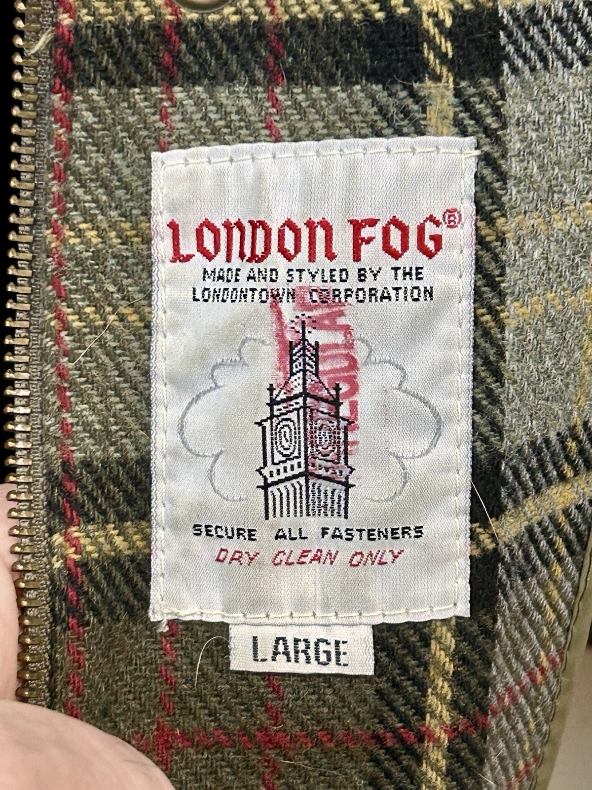 London Fog Men’s XL Brown Waxed Canvas Jacket with Pockets Classic Outdoor Coat