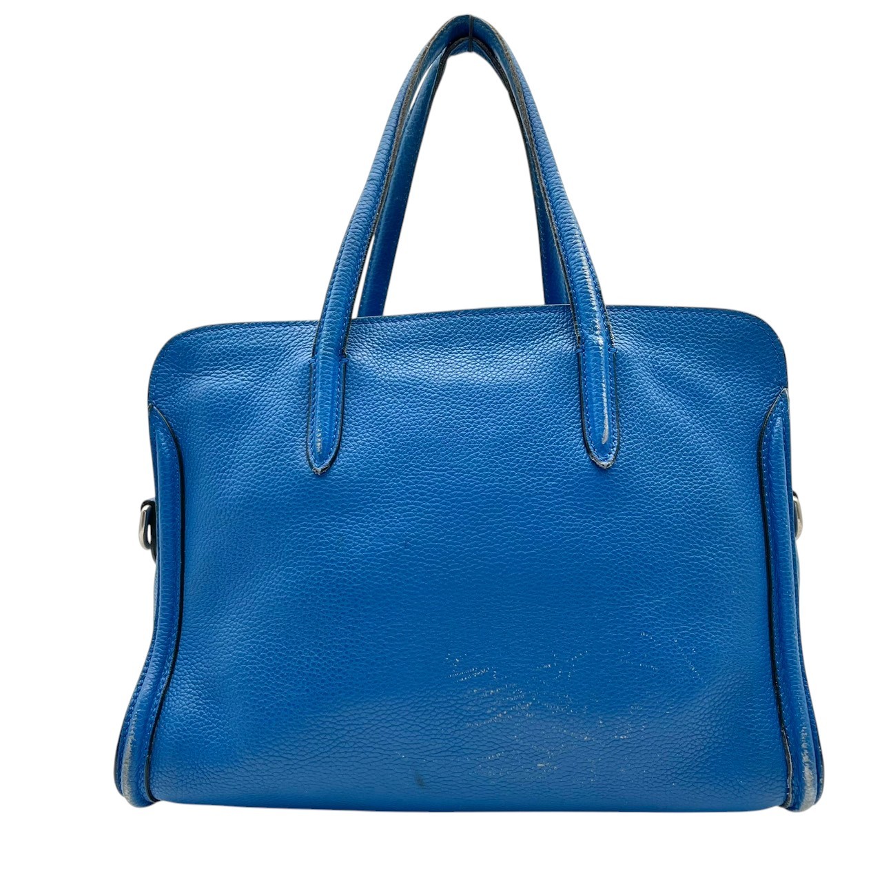 Authentic Alexander McQueen Padlock Zip-Around Tote Bag Blue Leather Elegant