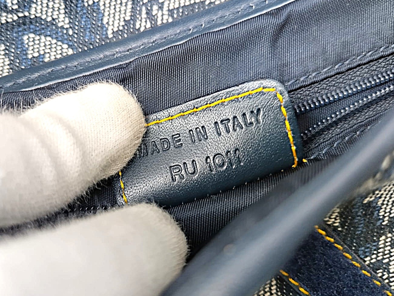 [Pre-owned] Christian Dior Trotter Double Saddle Bag Canvas Navy