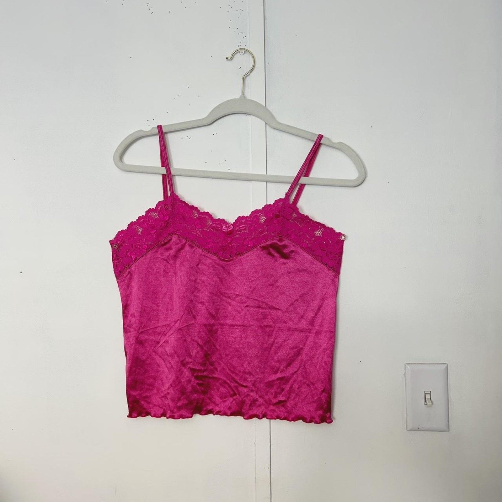 hot pink Y2K Satin Cami Top