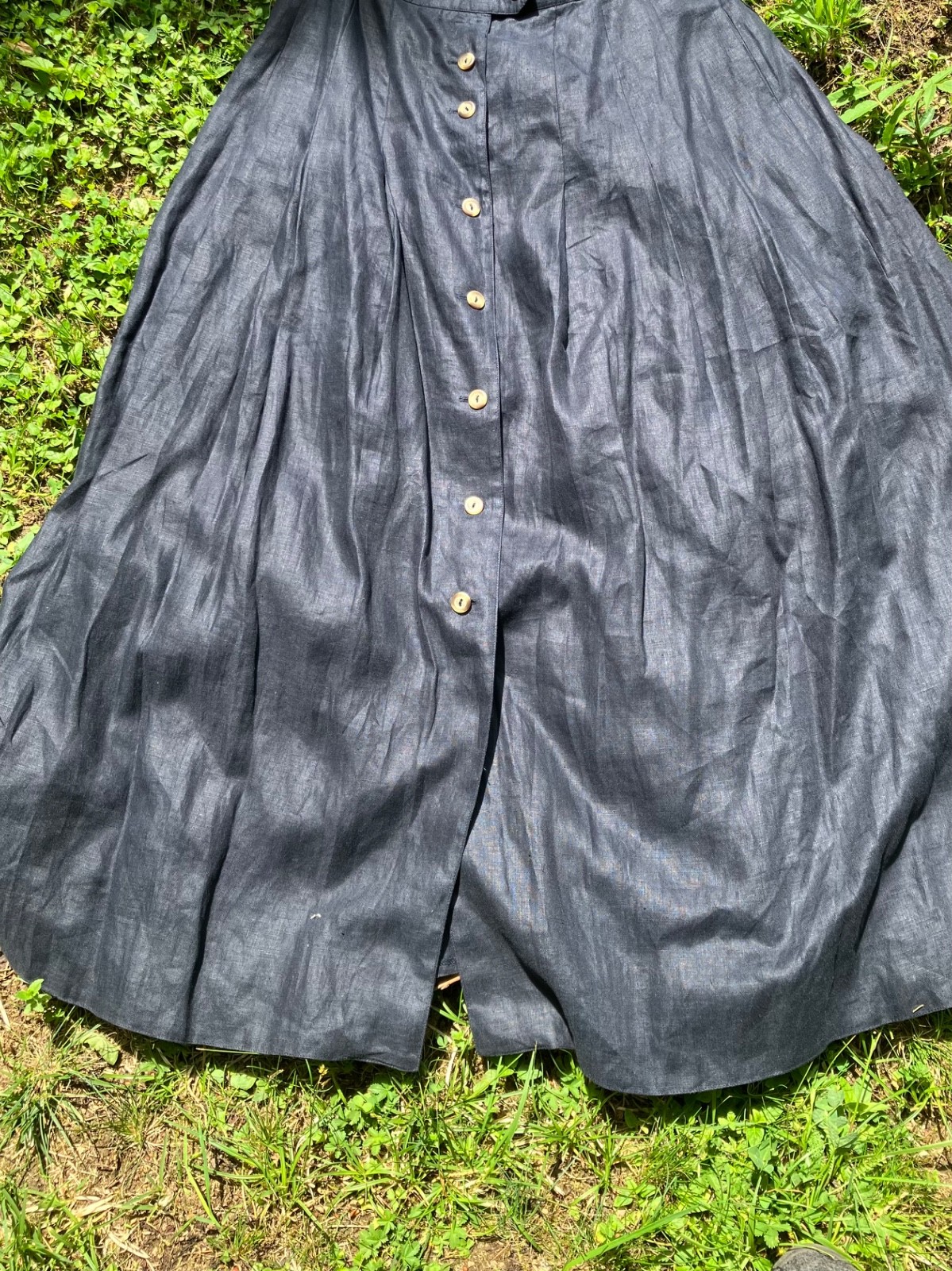 Navy Franco Calligari Luxurious Lightweight Linen Maxi Skirt 42