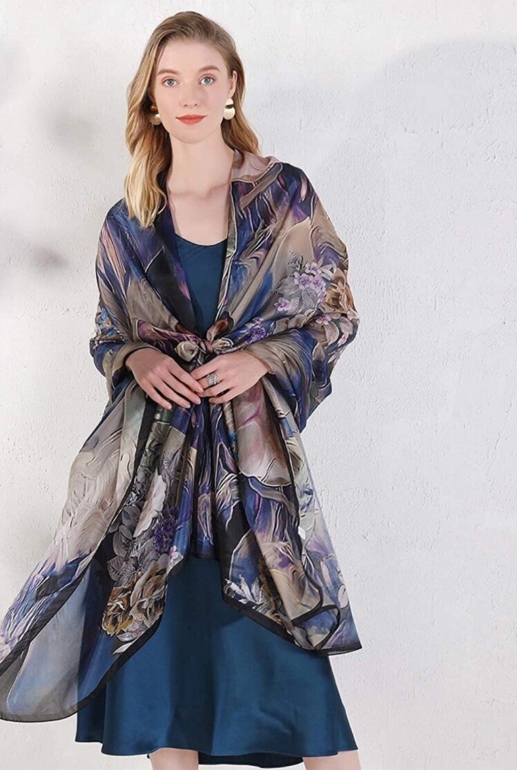 Luxurious Extra Large 100% Silk Scarf-98in x43in