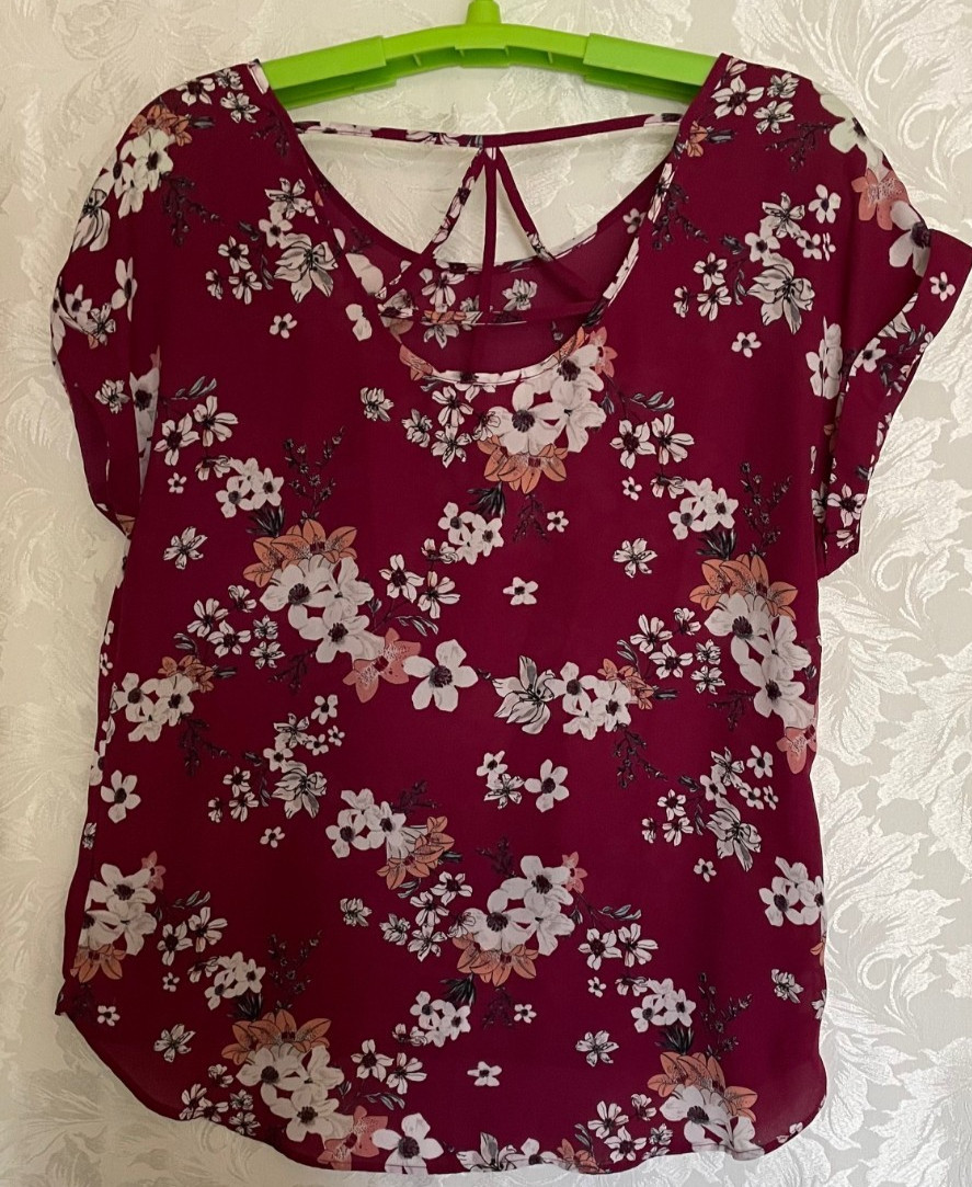 Pink Rose Cap Sleeve Pullover Top With Back Detail Large
