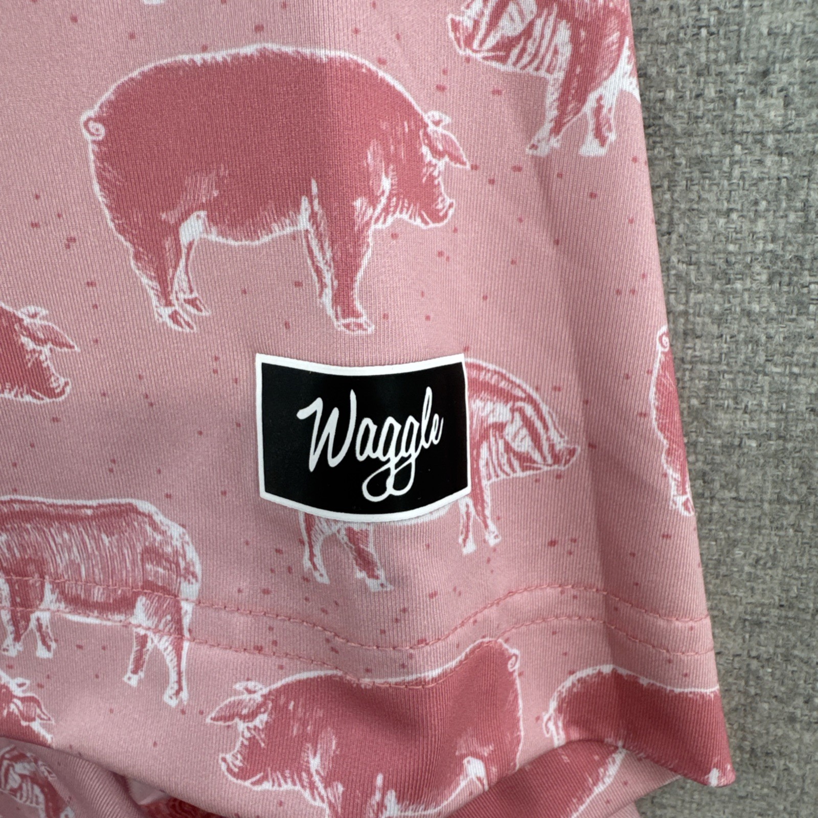 Waggle Polo Shirt Mens Large Pink Hog Heaven Pigs Golf Stretch Outdoor NWI
