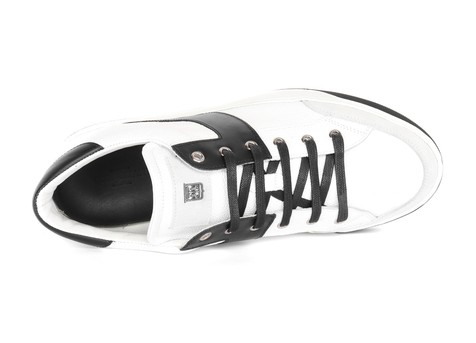 NWT CORNELIANI SNEAKERS ID white black calfskin luxury Italy EU 8