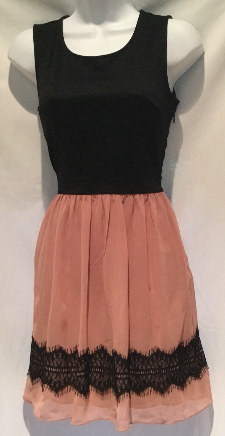 NWT~SWEET STORM~PRETTY PINK & BLACK DRESS~SLEEVELESS~LADIES/JRS SZ:M