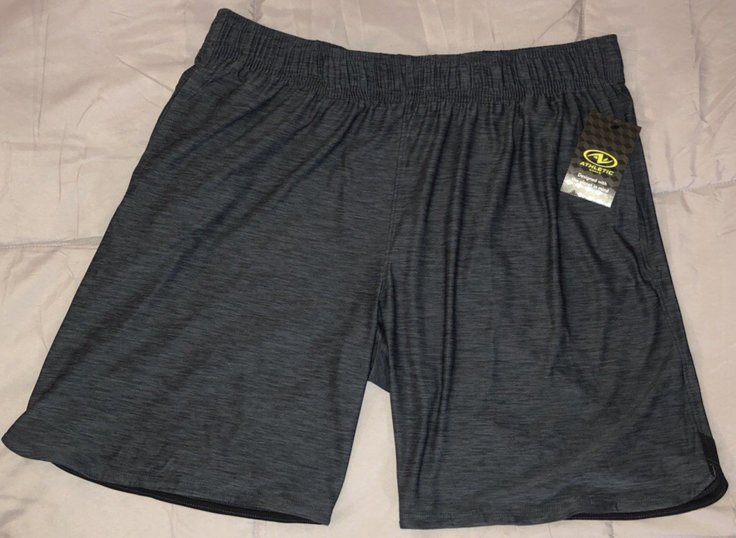 Athletic Works Men’s Knit Jersey Shorts Greystone Heather Elastic Waist L 36-38
