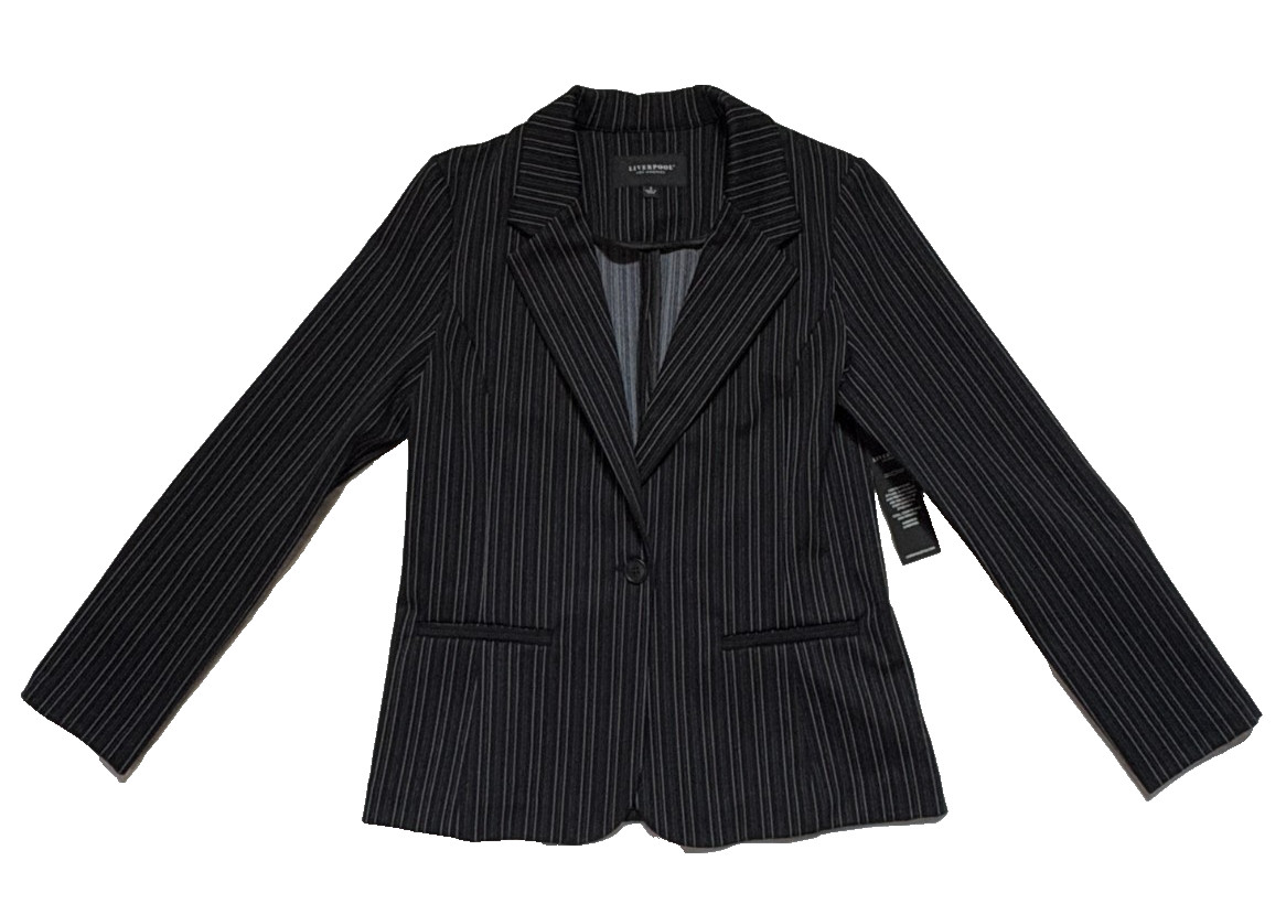 Liverpool Los Angeles Pinstripe Blazer Jacket Womens Small NWT Stretch Corporate