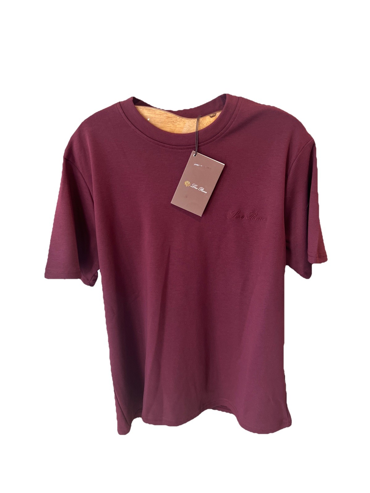 NWT Loro Piana Maroon Embroidered Logo Tee shirt Men’s Size Small