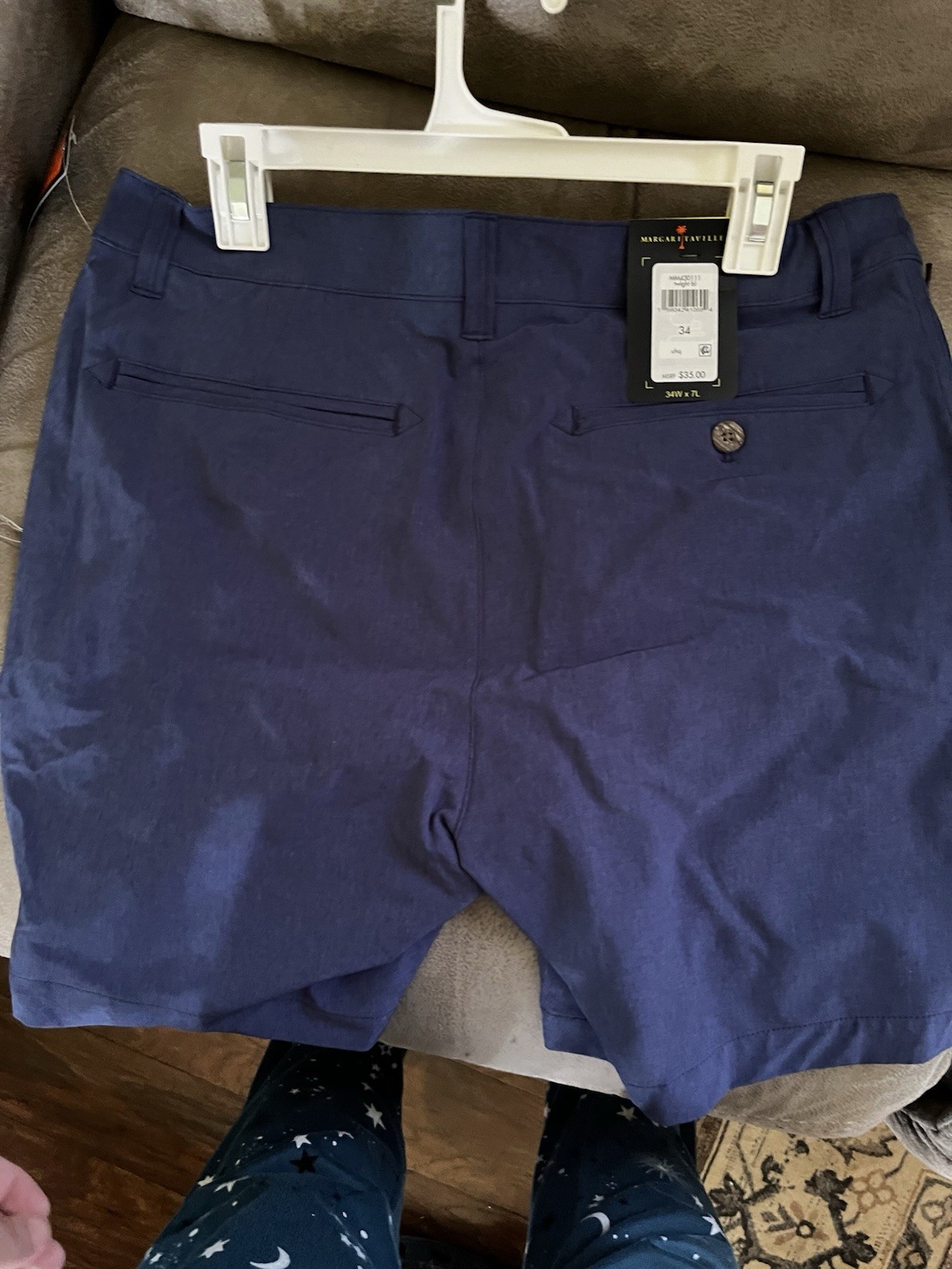 Margaritaville UPF 30+ Men’s Shorts, Size 34Wx7L, 4 Way Stretch, Quick Dry Blue