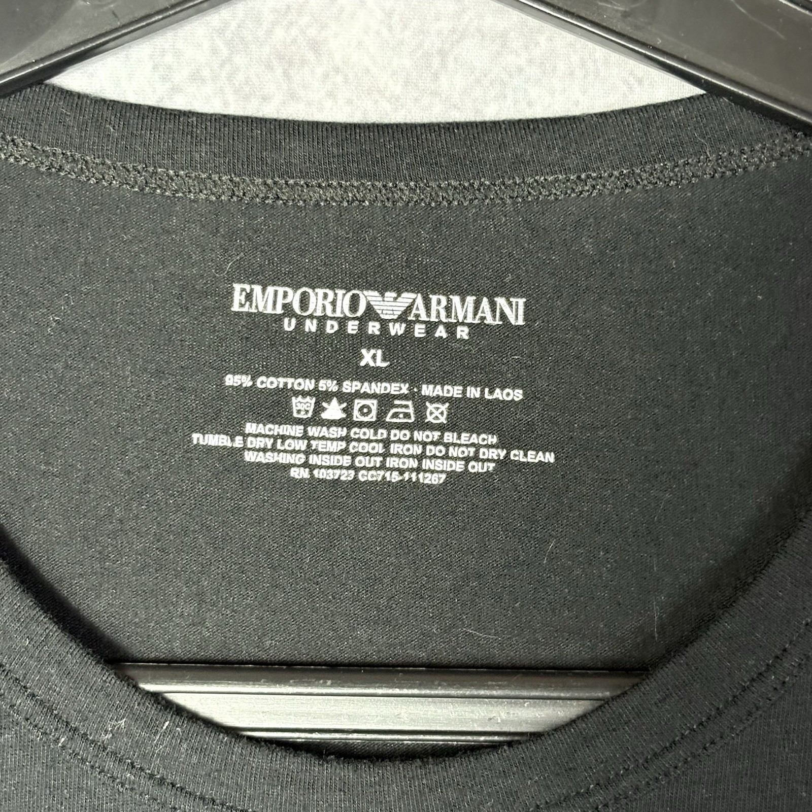 Emporio Armani EA7 Men’s XL Black Logo T Shirt Stretch Cotton Crew Neck Tee
