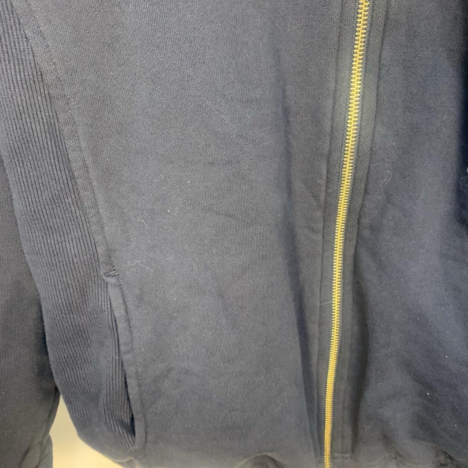 Escada Sport Front Zipper Logo Embroidered Sweatshirt Jacket Drawstring Navy M
