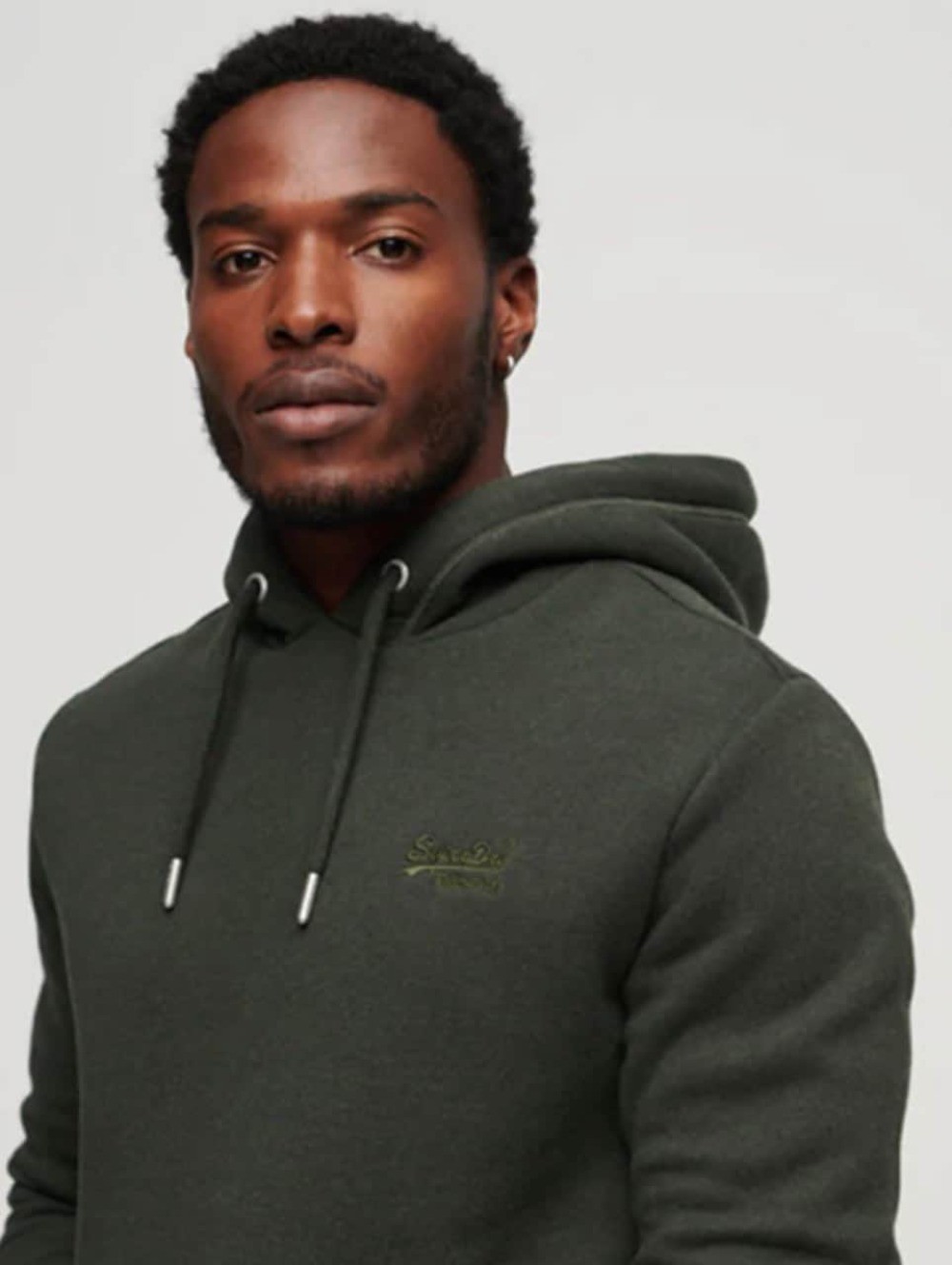 Superdry Mens Vintage Logo Essential Hoodie Olive Marl