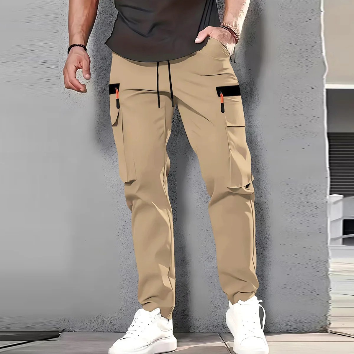 Mens Quick Dry Cargo Pants Multi Pocket Tactical Waterproof Outdoor Work Trouser