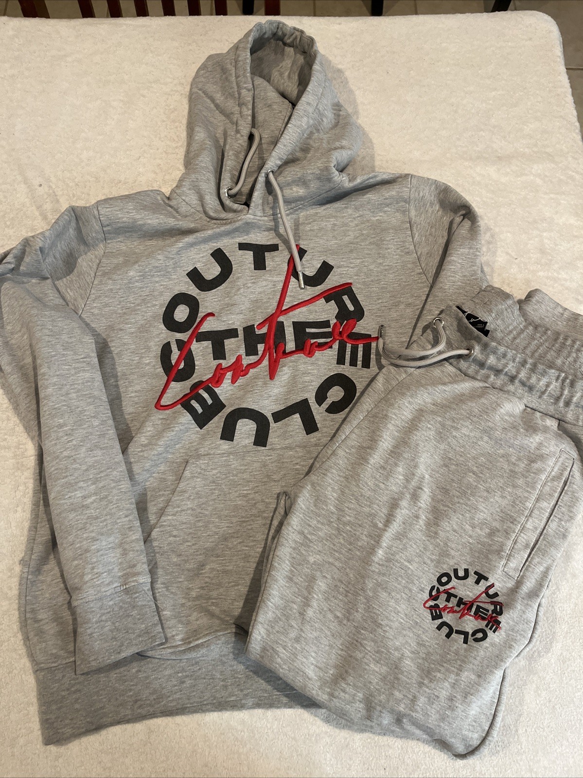 The Couture Club Hoodie And Sweatpants Stitched Gray Size Large