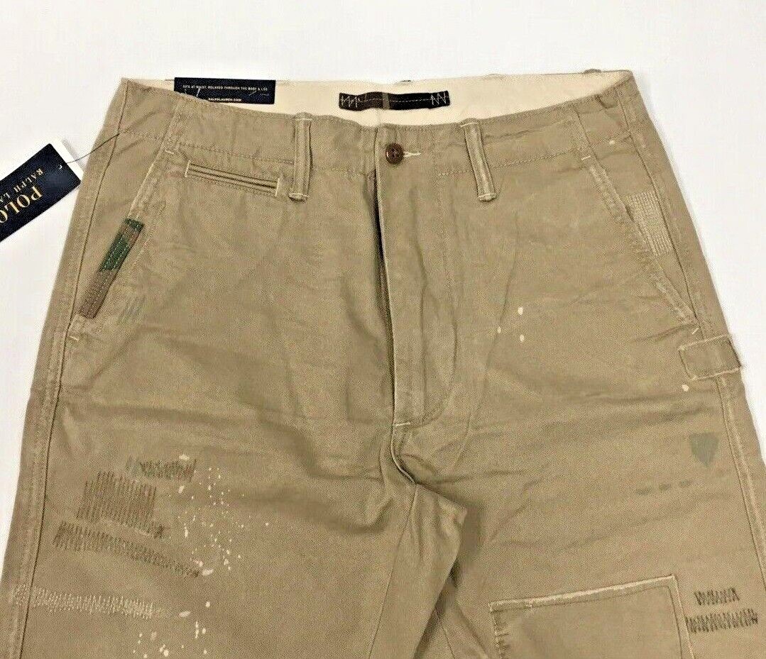 Polo Ralph Lauren Military Army Camo Distressed Repaired Relaxed Fit Chino Pants