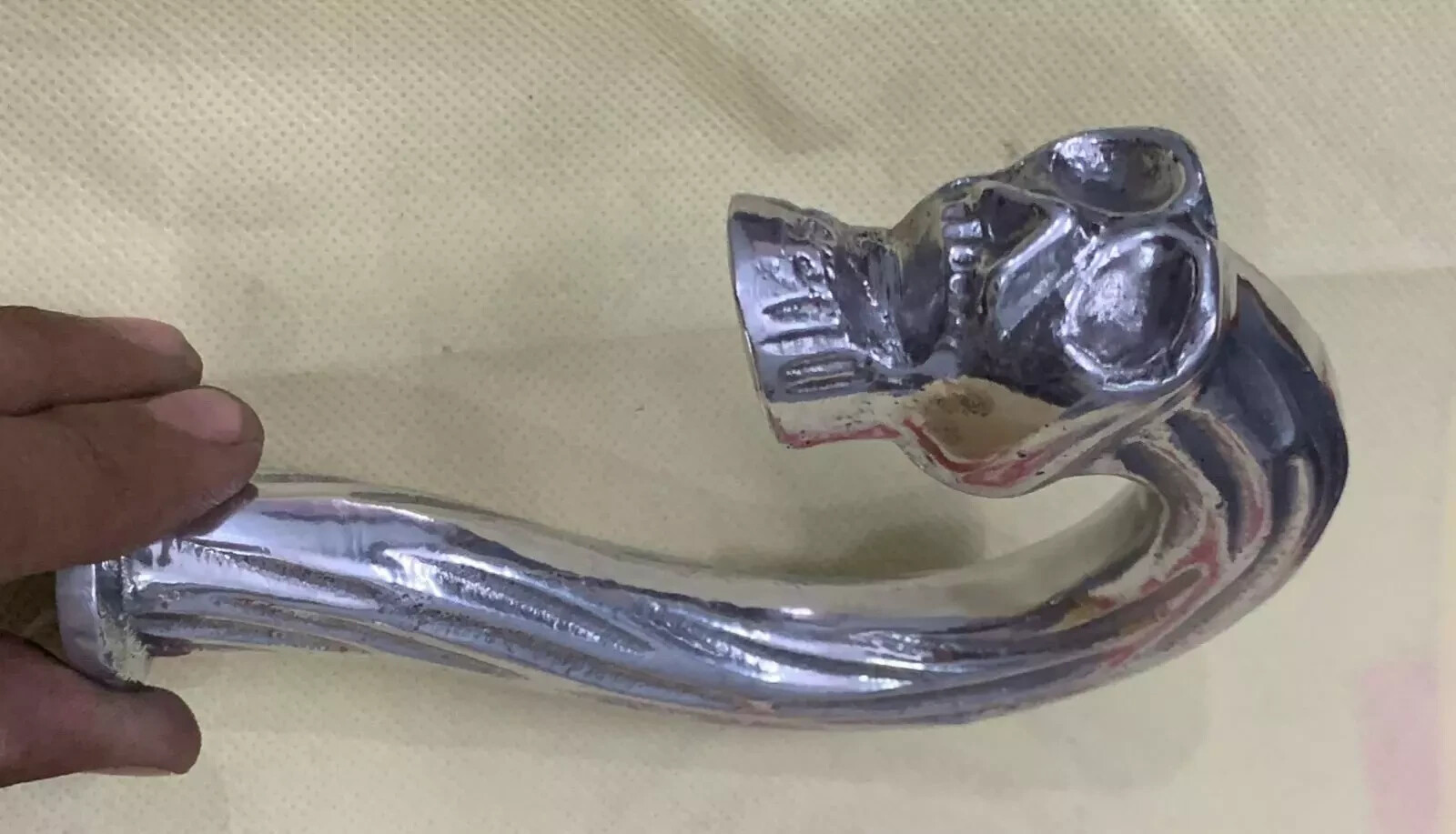 Designer Silver Brass Skull Head Handle For Walking Stick Cane Gift