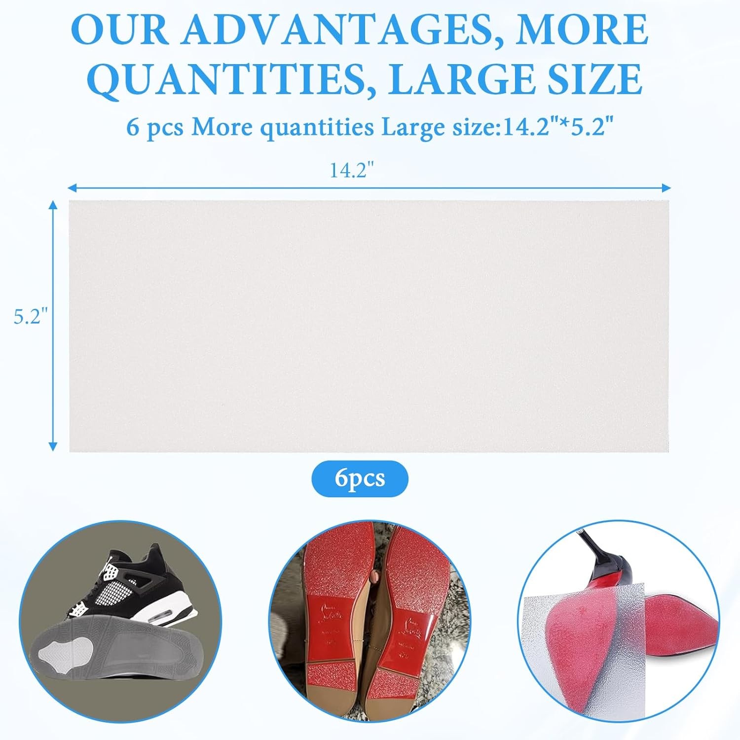 6pcs Clear Shoe Sole Protectors Anti-Slip Invisible Heel Guards for Sneaker/Heel