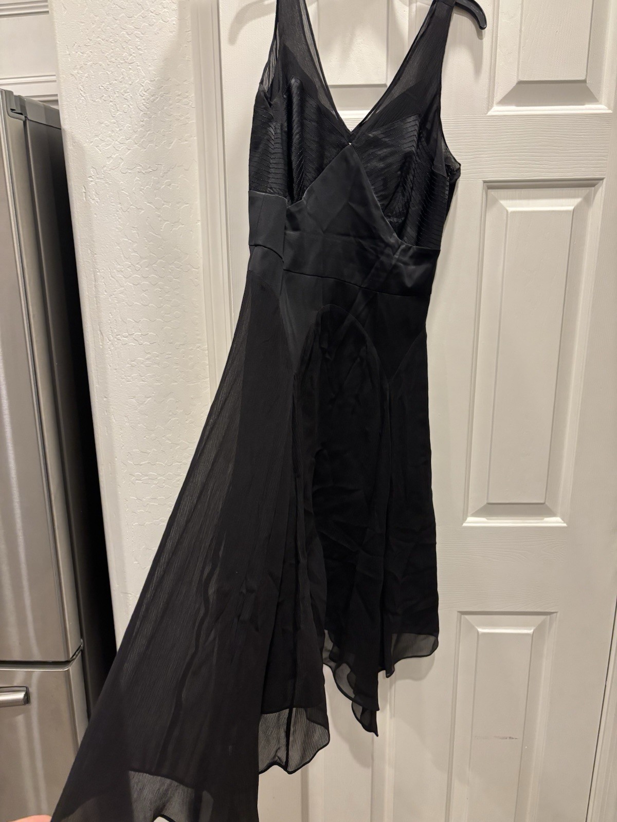 Vtg Yves Cossette Depeche Mode 100% Silk with lace up midi cocktail dress sz 10