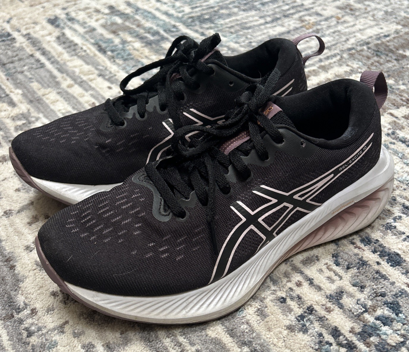ASICS GEL-Excite 10 Running Shoes Womens Size 7 Black Pink Athletic Sneakers