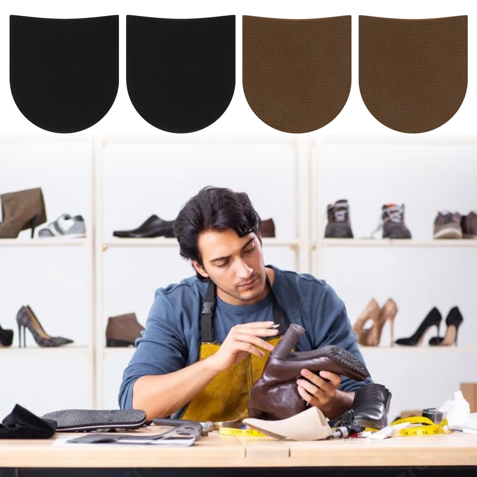 2 Pairs Shoe Repair Rubber Heels Non-Slip Replacement Pads for Boots Dress Shoes