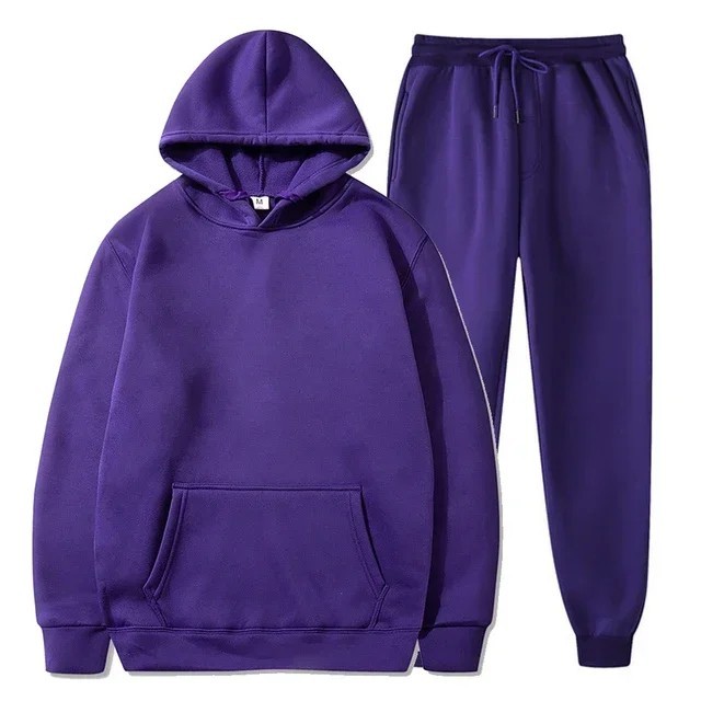 Men Fleece Jogger Set Tracksuit Casual Sportswear Unisex Hoodie Pants Ensemble