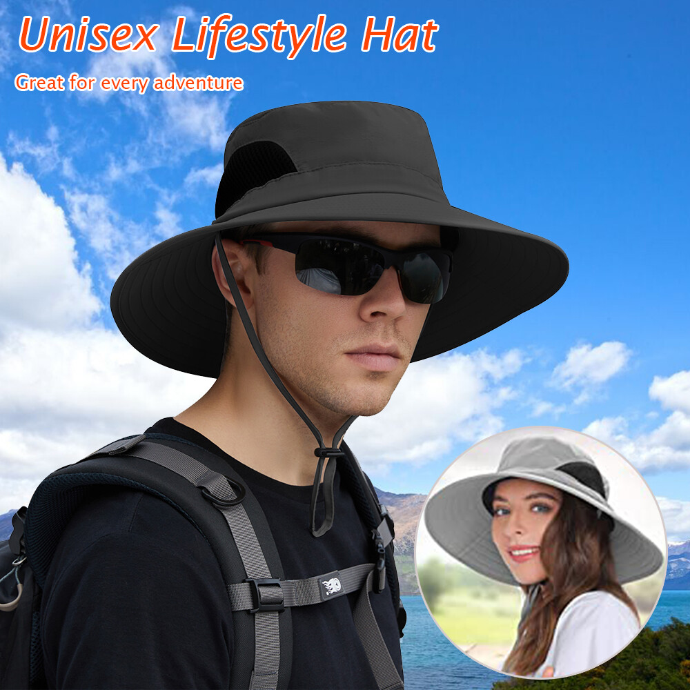 Wide Brim Sun Hat UV Protection Bucket Cap For Hiking Camping Fishing Safari