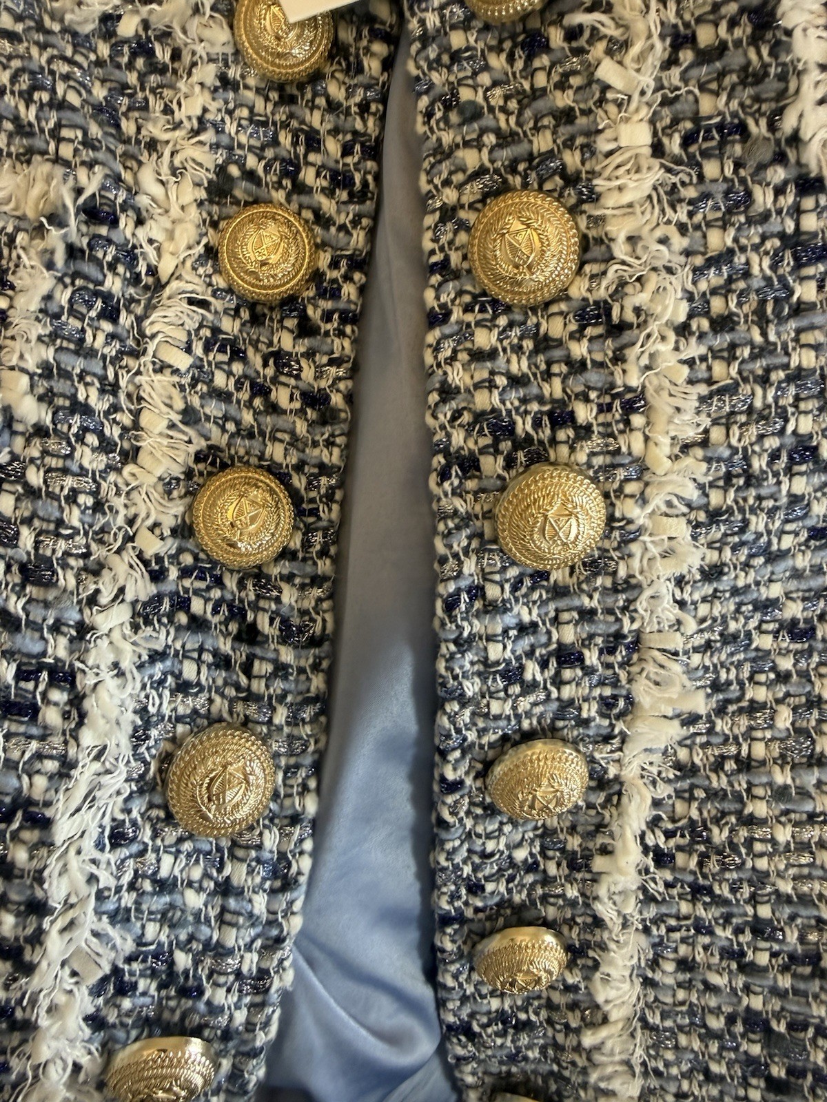 Generation Love Karson Tweed Jacket Blue Melange Size M NWT