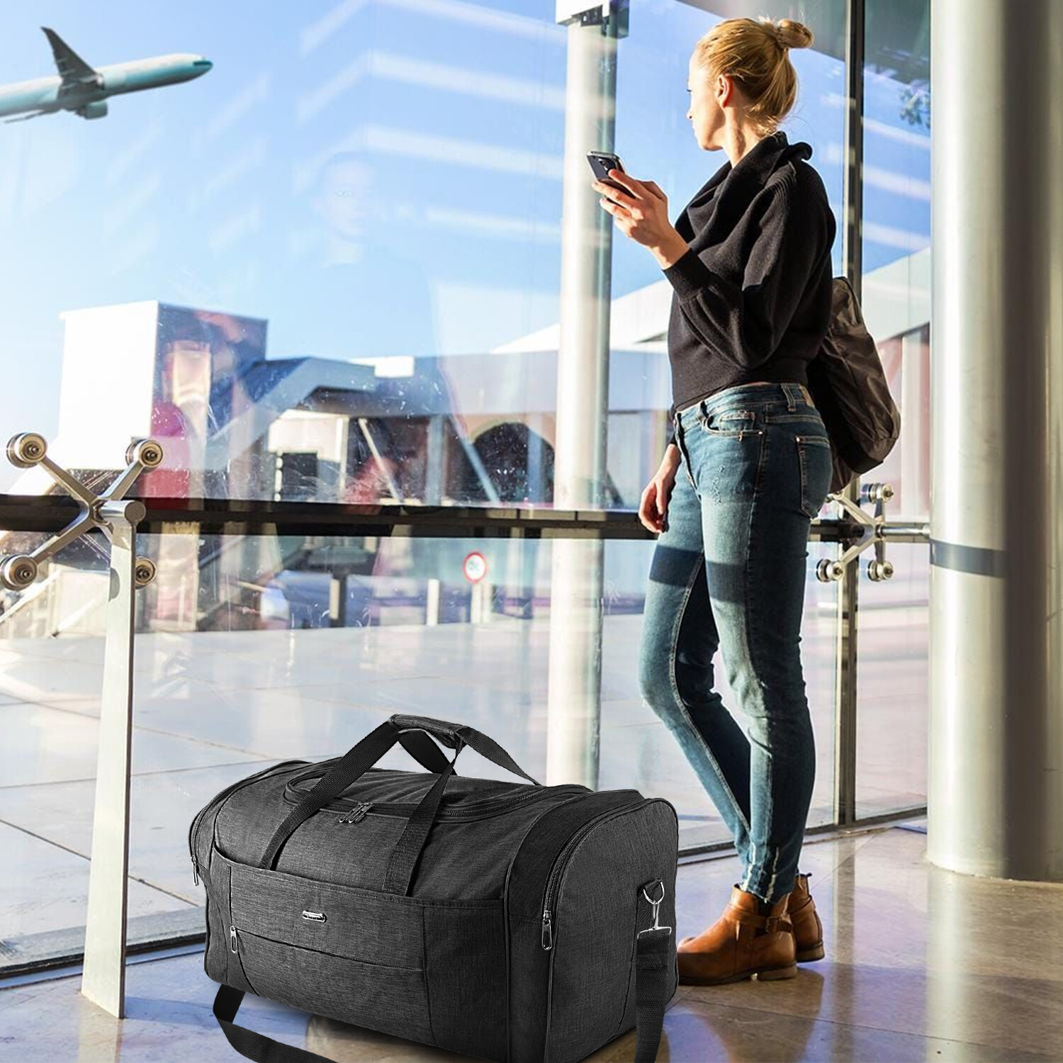 Military Canvas Duffle Bag-Heavy-Duty Gym&Travel Luggage with Shoulder Strap 92L