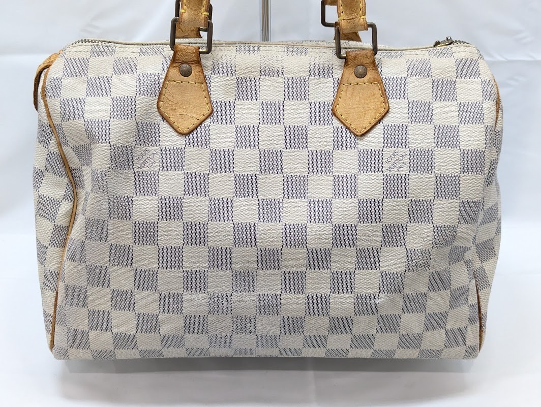 LOUIS VUITTON Damier Azur Speedy 30 White Hand Bag N41533 SP2048 Authentic LV