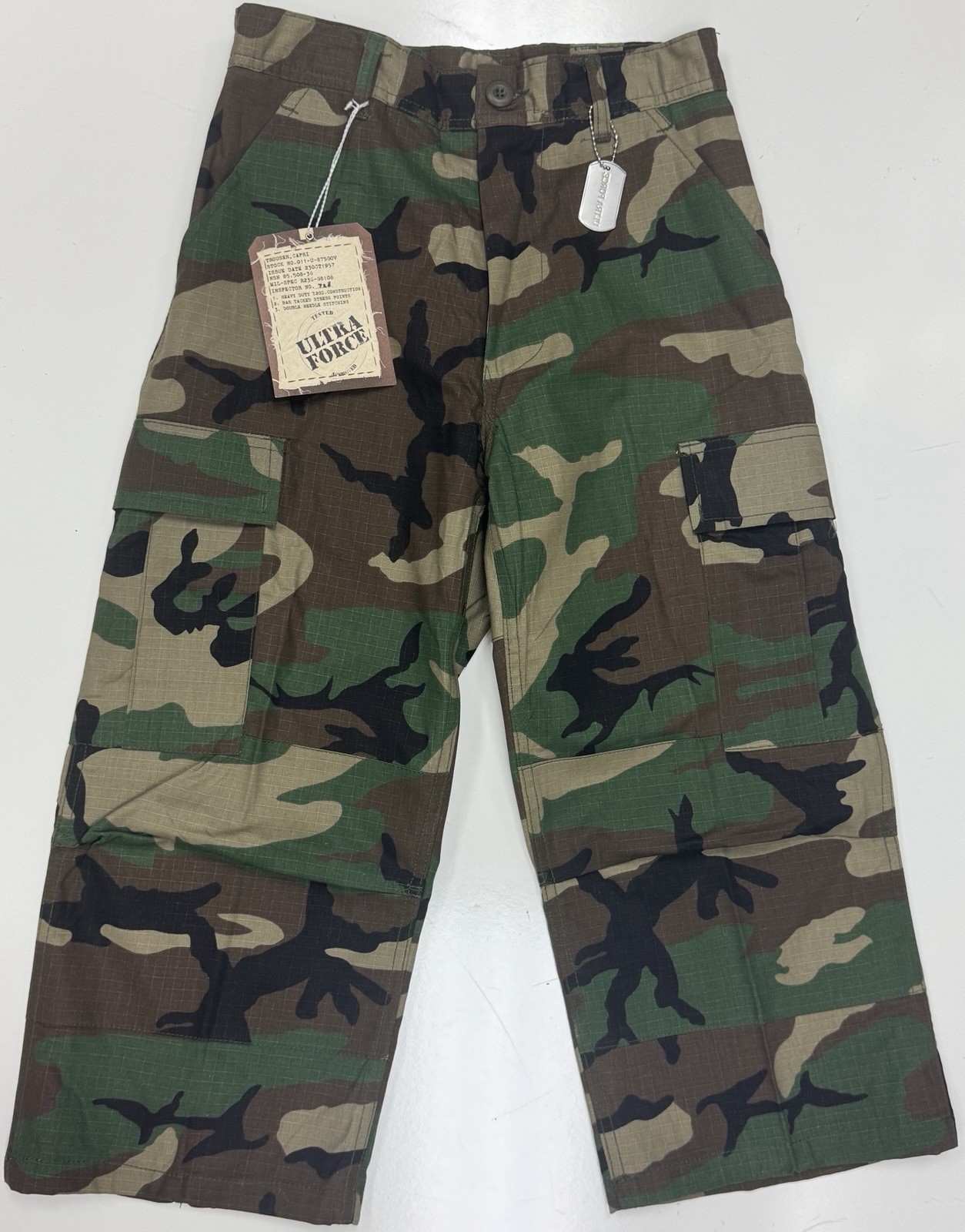 Rothco Woodland Camo 6-Pocket BDU 3/4 Capris Pants, Men’s Sz XS
