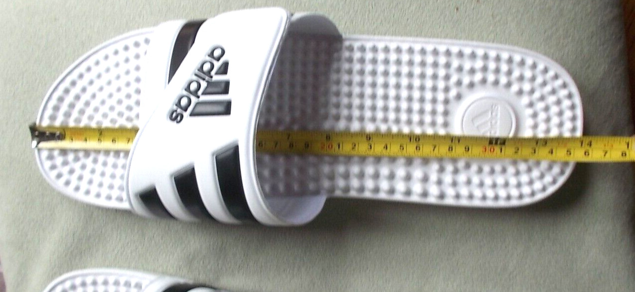 adidas Adissage Slides Sandal, White/Black/White, 18 US Men, $35 NEW