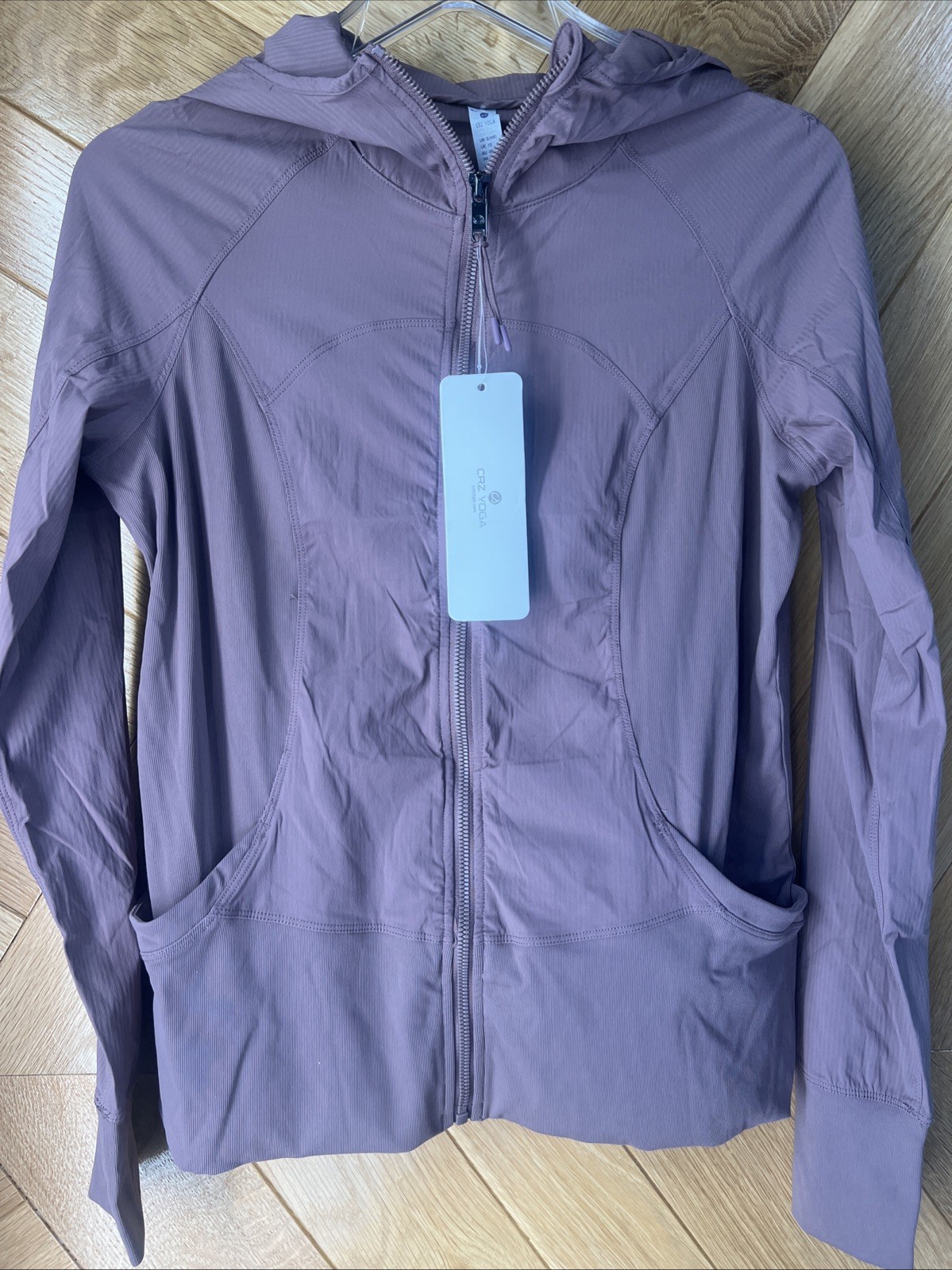 CRZ YOGA Women’s Lightweight Breathable Athletic Jacket, Small Mauve Hooded