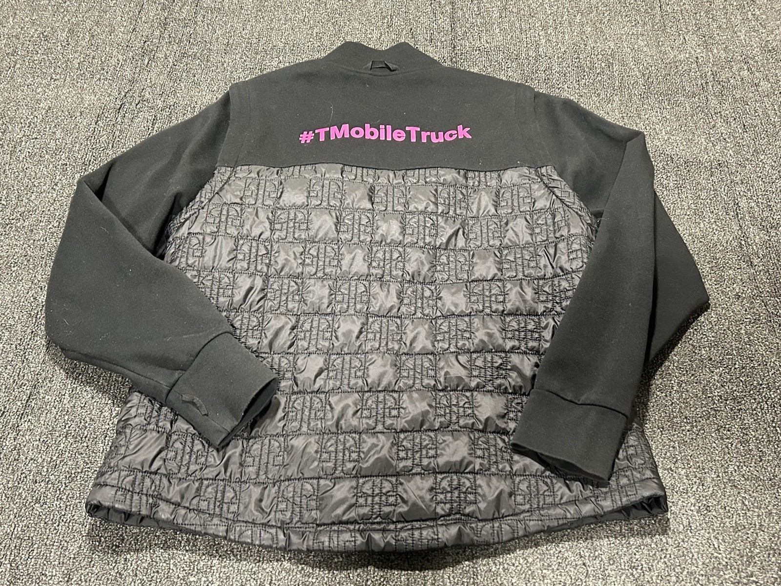T-Mobile Jacket Women Large Full Zip Black Pink Logo Ribbed Long Sleeve Employee
