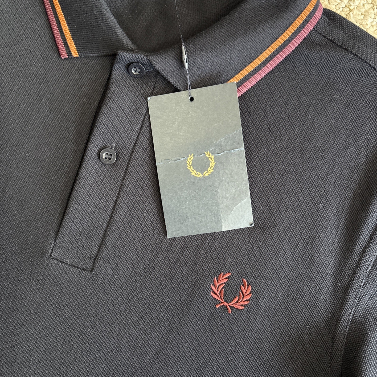 Fred Perry M3600 Mens Medium Twin Tipped Polo Shirt Navy Blue Mod Ska BNWT