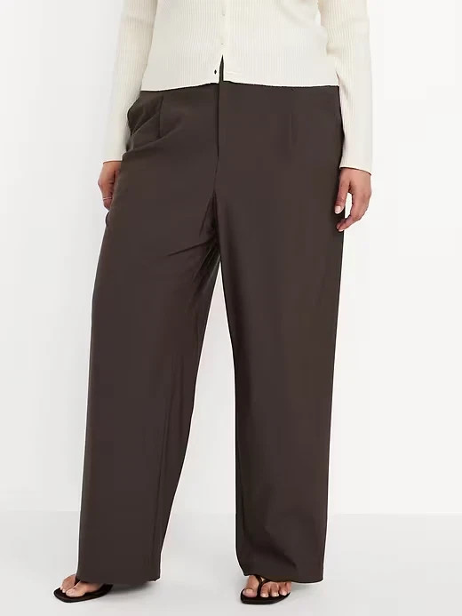 Old Navy 2X High-Waisted SleekTech Trouser Pants Black #784434 Stretch Go Dry