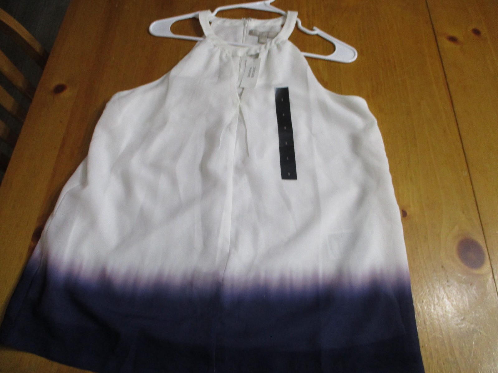 NWT Banana Republic Sleeveless Blouse White/Purple Ombre Cutout Women’s Sz Small