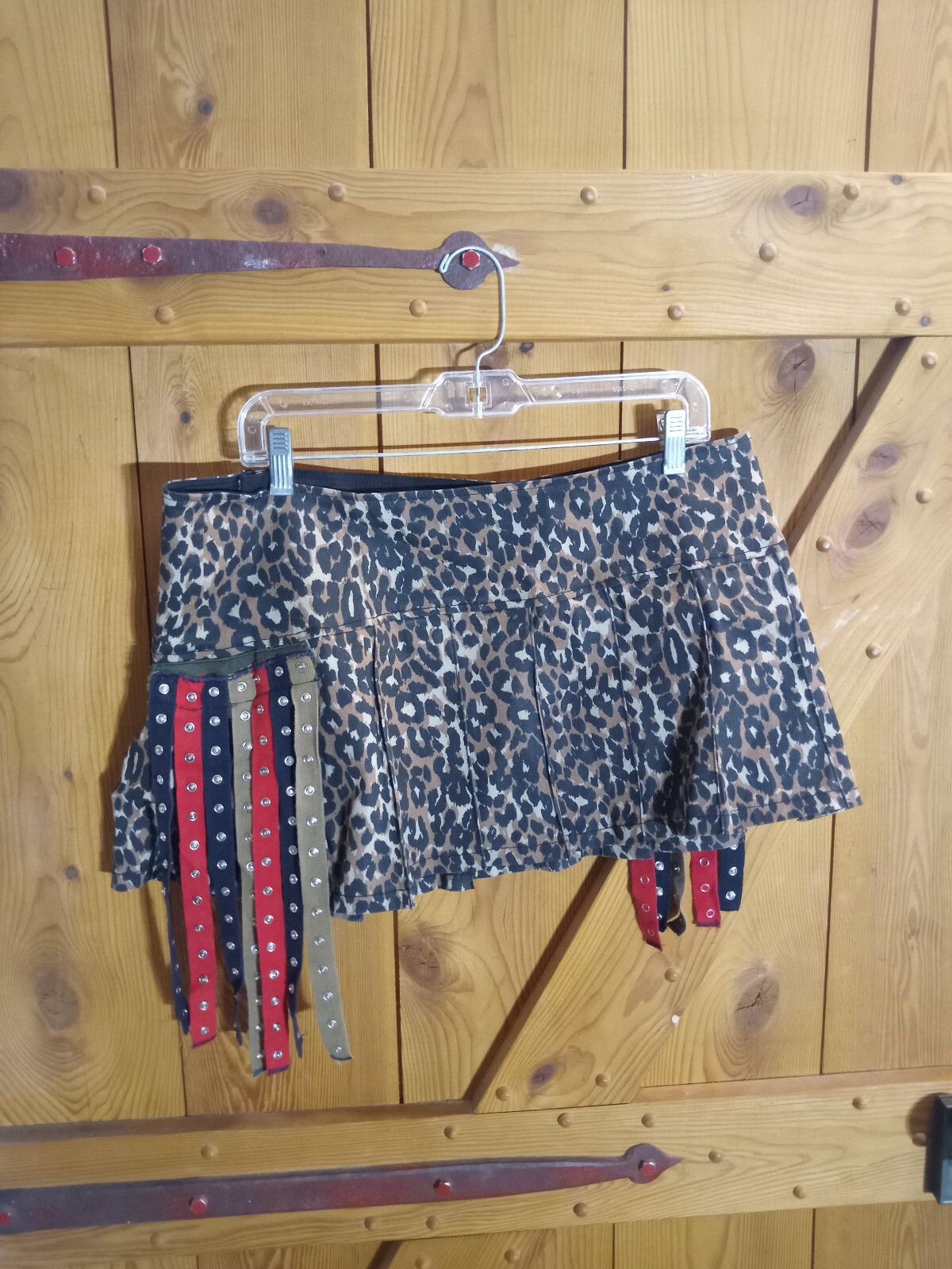 Royal Bones Size XL XLarge Pleated Mini Skirt Leopard Print Goth Punk Hot Zipper