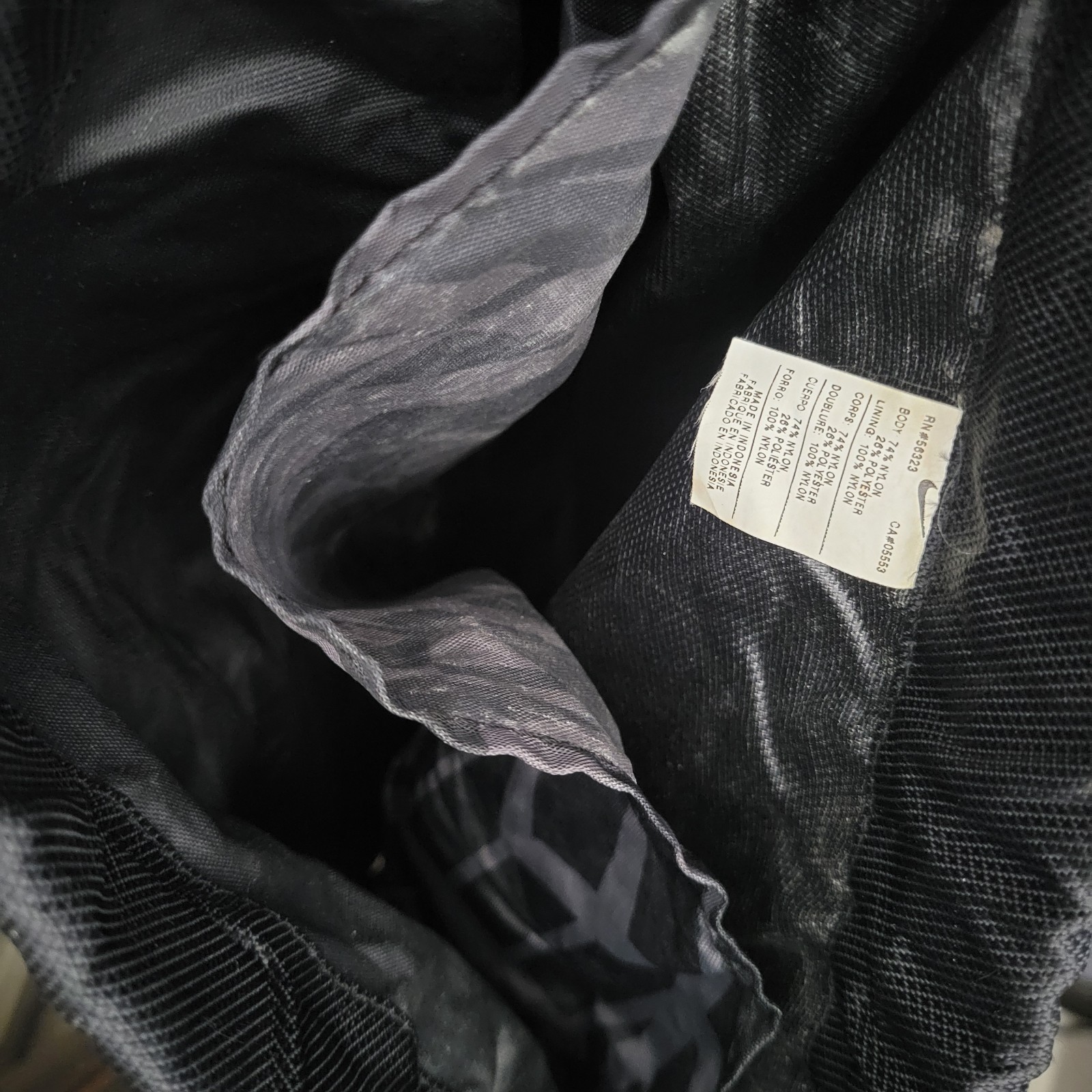 Y2K Nike Brasilia Drawstring Backpack Gym Bag Black Pockets Swoosh