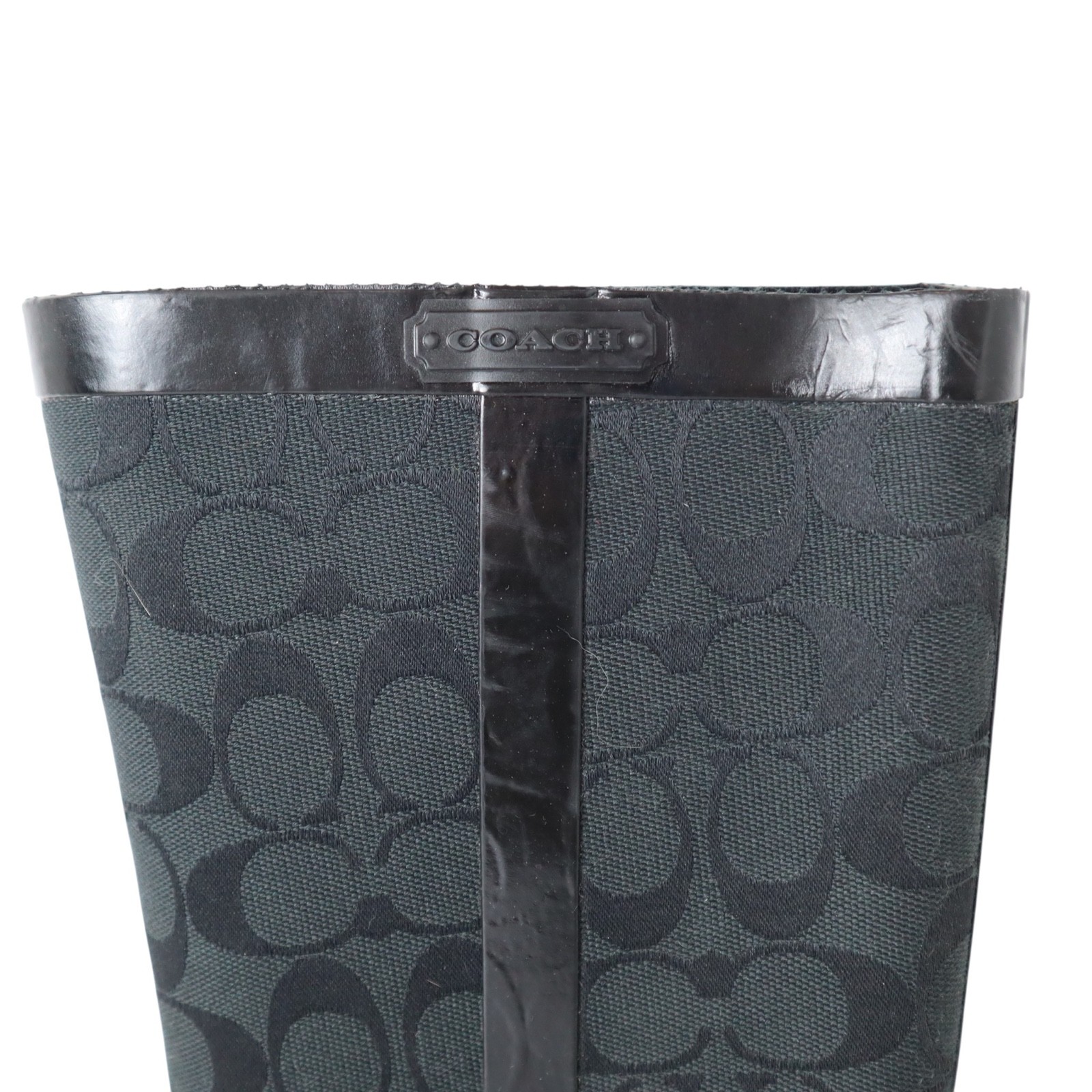 Coach Signature Lori Rain Boots Black C Logo Equestrian Buckle Women’s 6 B