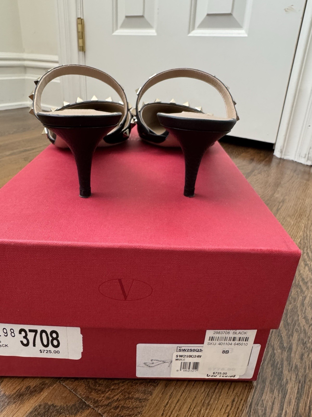 Valentino Garavani 50mm Rockstud Pointed Toe Mule In Black Size 38EU/8B