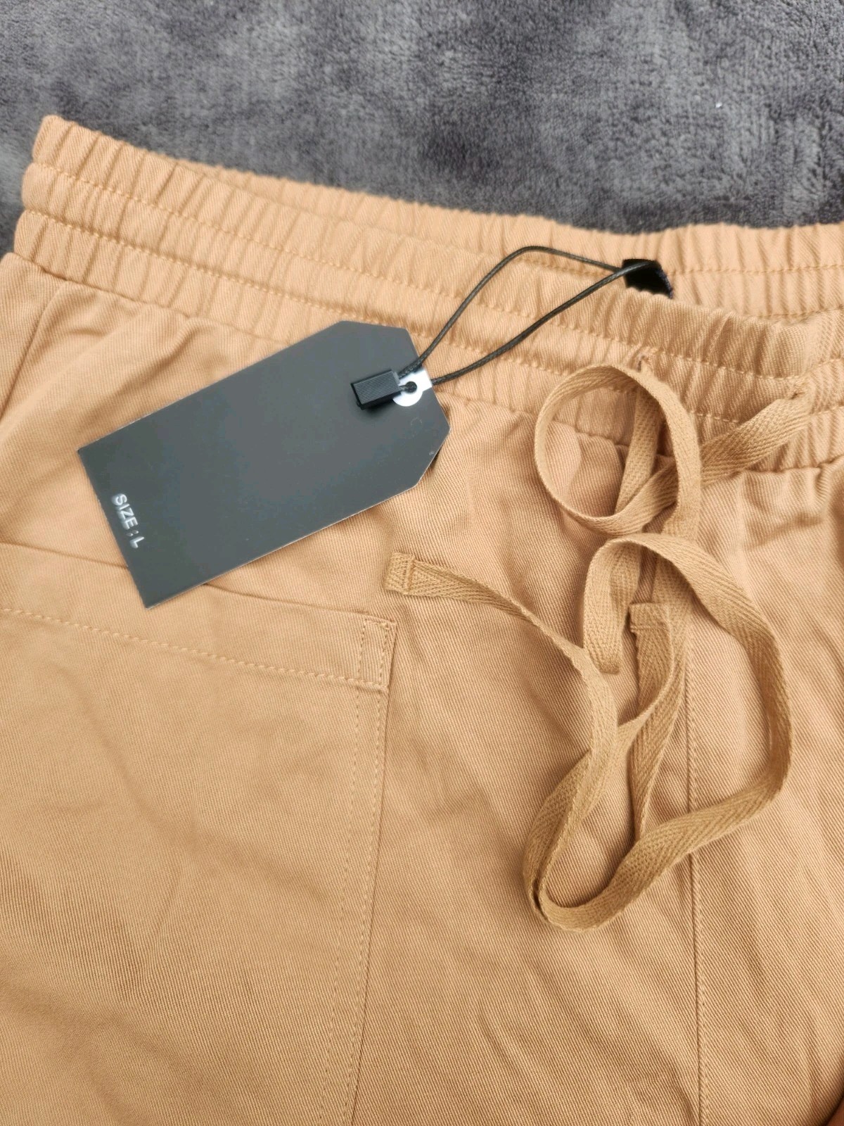 Stella Luce Womens Large Wide Leg Lounge Pants Tan Brown Drawstring NWT Elastic
