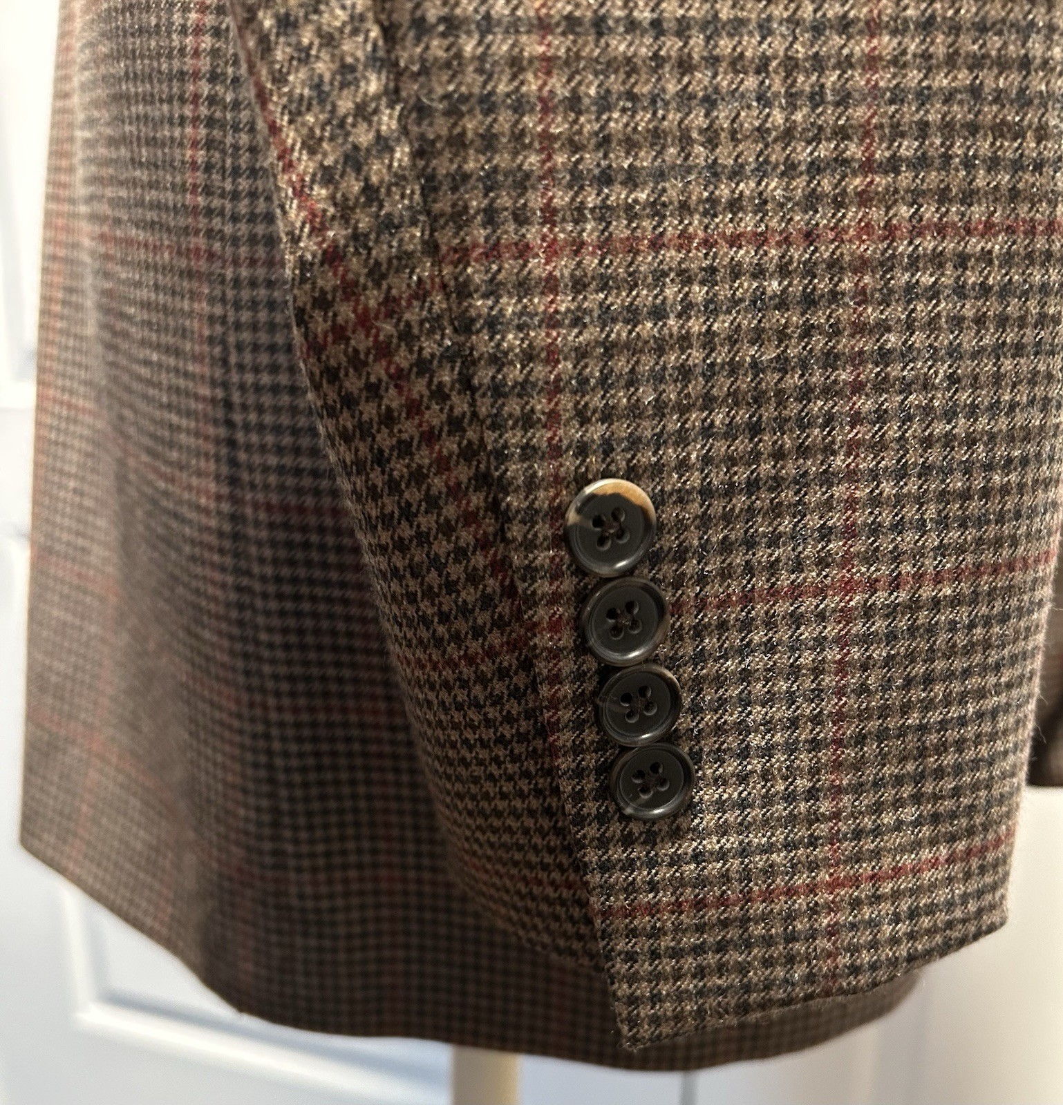Brooks Brothers Madison Fit Blazer Mens 46L Brown Hounds Tooth Check Tweed