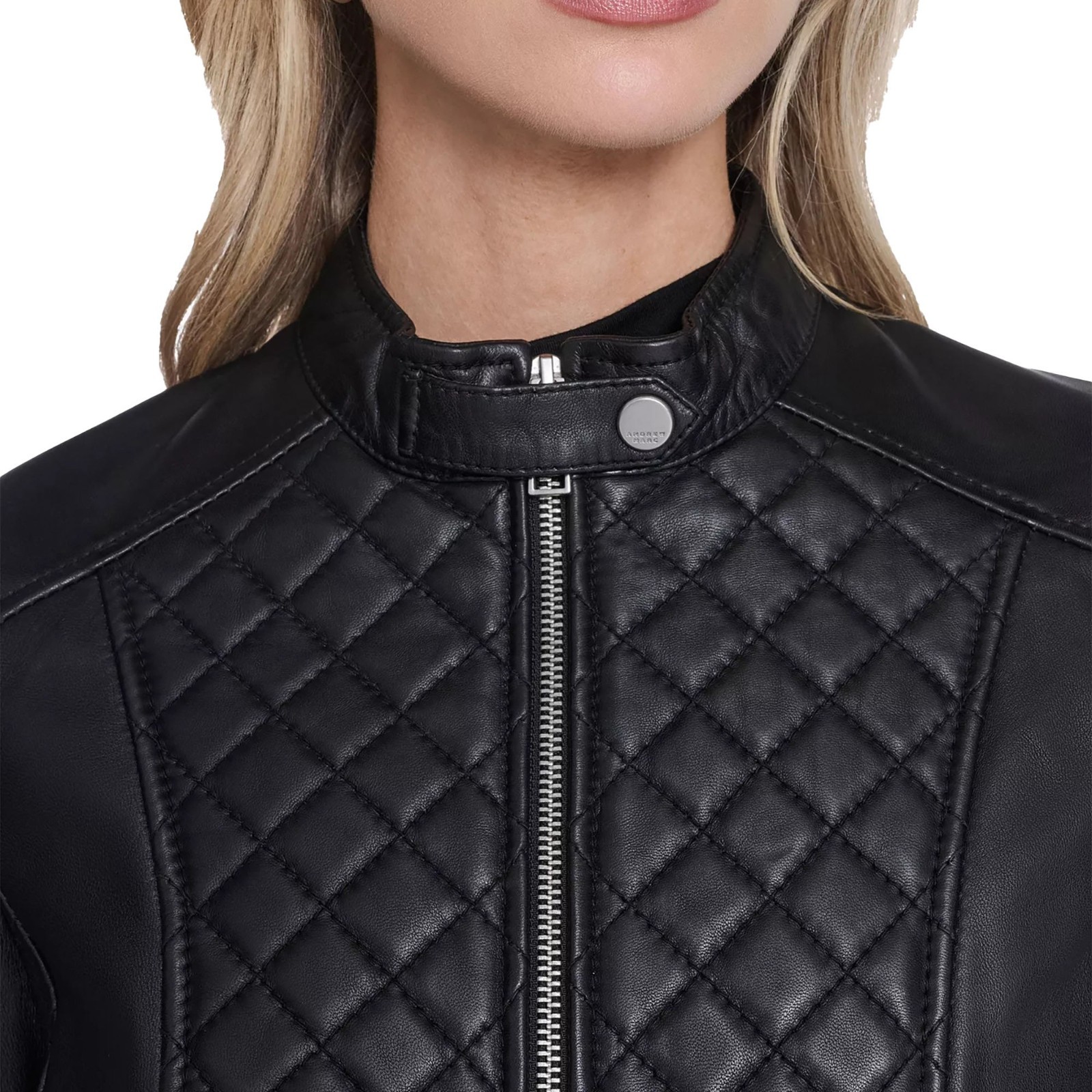 Women Real Leather Jacket Black Quilted Diamond Biker Motorcycle Riding Coat