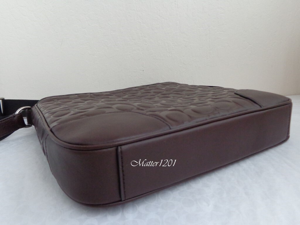 Coach NWT F71212 Heritage Web Leather Embossed C Zip Top Bag Brown